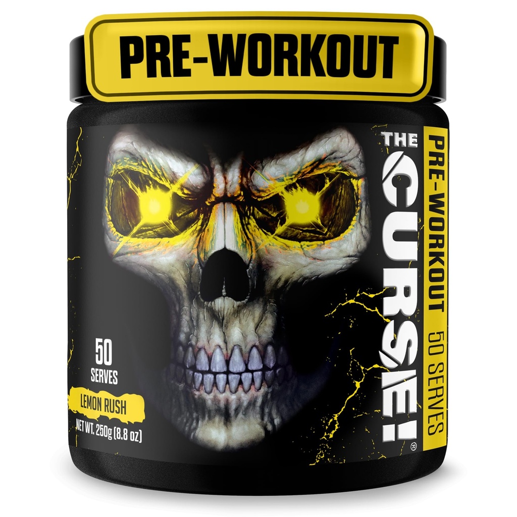 JNX SPORTS A Maldição! Pré-treino em pó para homens e mulheres, cafeína, beta-alanina, creatina, L-citrulina, 50 Servings, limão Rush Flavor – aumentar a energia, força e foco