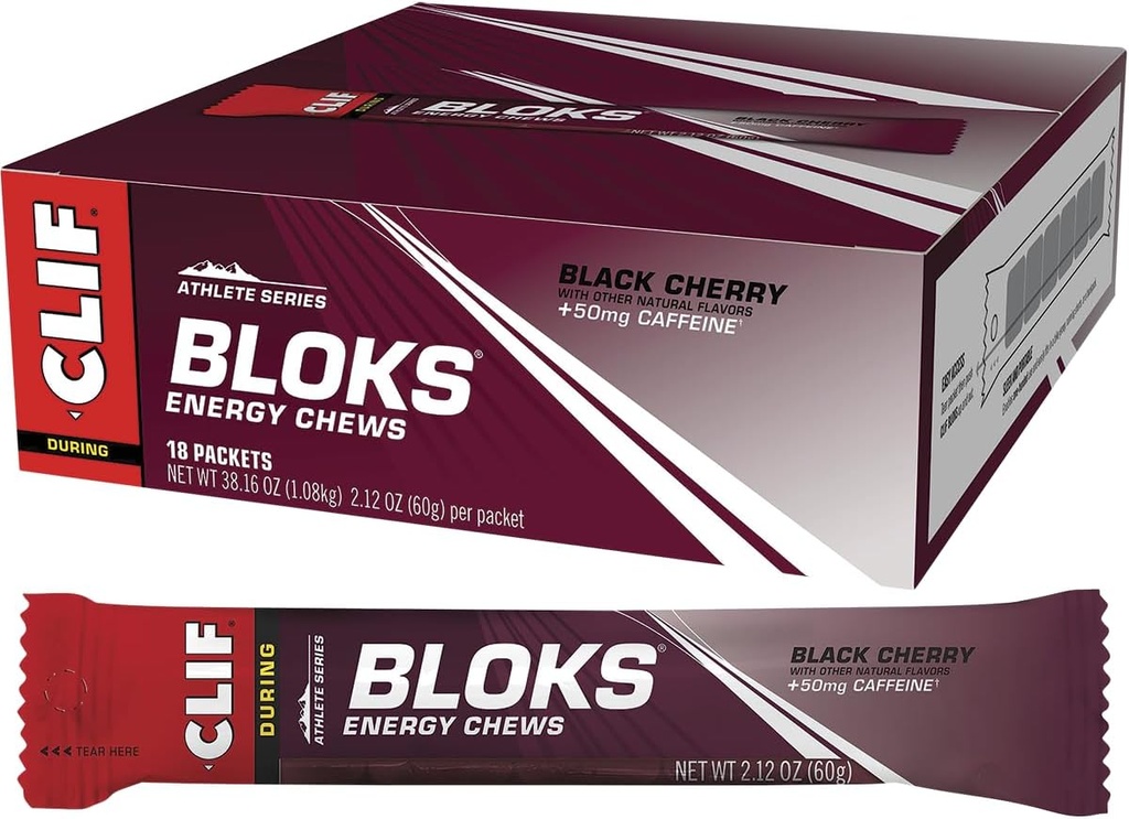 Clif Shot Bloks, Black Cherry, 2.12 oz (Pacote de 18)