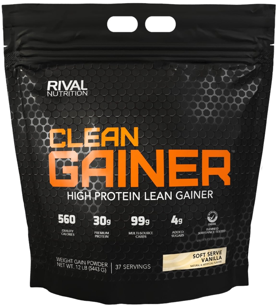 NUTRIÇÃO RIVAL Gainer limpo - macio servir Vanilla 12lb