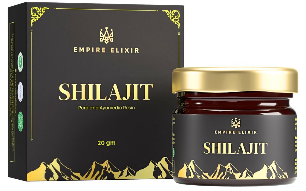 Shilajit Resin Pure Himalayan 20g Jar - por Império Elixir Grau de ouro de alta potência para homens e mulheres
