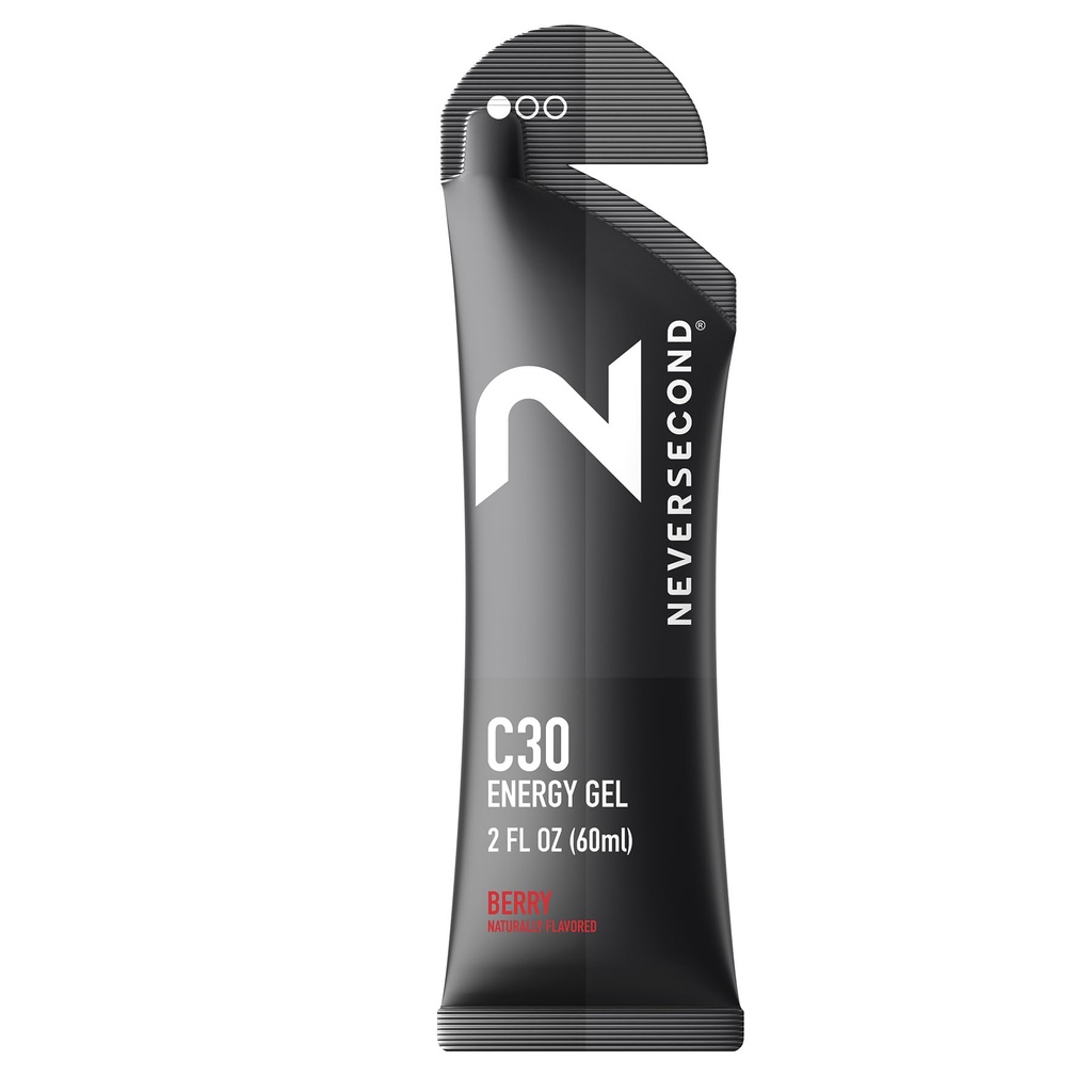Neversecond C30 Energy Gel, Performance Nutrition & Hydration, Never2 Energy Gel for Ultra Triathlons, Cycling & Marathons (Berry Flavor, 12 Count Pack)
