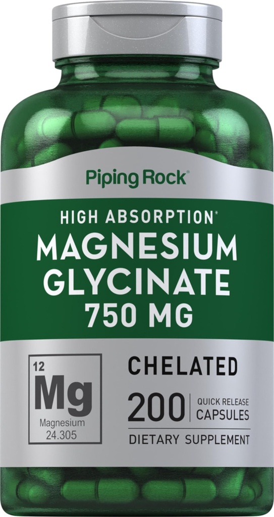 Cápsulas de Glicenato de Magnésio de Pedra de Tubulação □ 750mg / 200 Comprimidos / Suplemento Quelatado