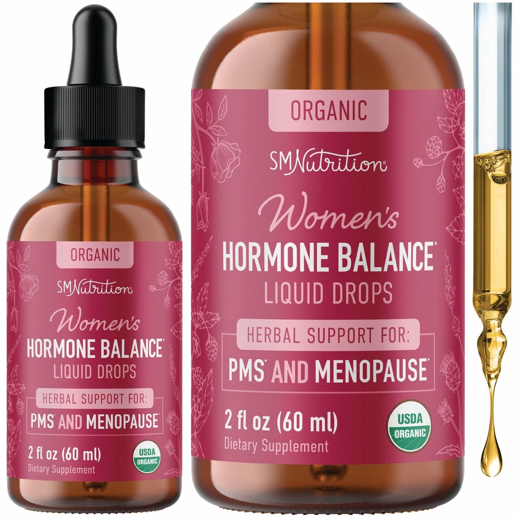 Equilíbrio de hormônios gotas líquidas com Cohosh preto, Stinging Nettle, Folha de framboesa vermelha, Chasteberry & More □ Menopausa, Flash quente, & PMS alívio ervas menstruais apoio tintura □ Fórmula Vegan □ 2 onças