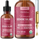 Equilíbrio de hormônios gotas líquidas com Cohosh preto, Stinging Nettle, Folha de framboesa vermelha, Chasteberry & More □ Menopausa, Flash quente, & PMS alívio ervas menstruais apoio tintura □ Fórmula Vegan □ 2 onças