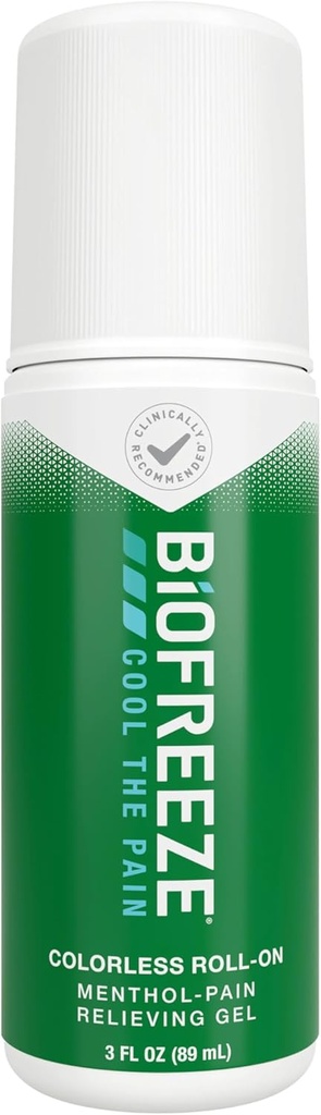 Biocongelamento Roll On Pain Alief para joelho, pescoço, quadril, articulação, ombro, & dor de costas simples, artrite alívio da dor, alívio muscular do frio, FSA elegível, Gel mentol 3 Fl Oz