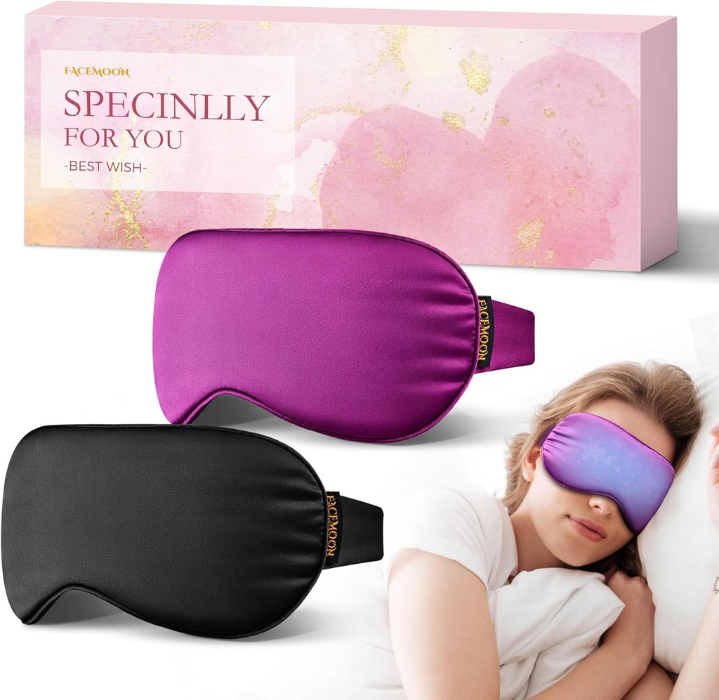 Máscara de olhos frios 2PCS: Máscara de Cooling Eye para Olhos Puffy, Dor de cabeça, Alívio de Enxaquecas - Compressão fria para círculos escuros, Olhos cansados, Após a cirurgia - Gel Reutilizável Pacote de Gelo, Máscara de sono ponderada (Preto, roxo)