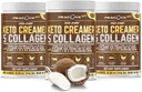 Colágeno Keto Creamer de café em pó 12.22 onças, pacote de 3, Peptídeos de colágeno hidrolisado com coco MCT Óleo, Magnésio, Pó de proteína sem sabor, Creme de café sem açúcar para smoothies