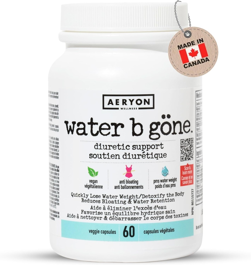 Água B Gone – Comprimidos diuréticos para as mulheres – Reduzir a retenção de água e Bloating – Encontrar alívio PMS – 60 cápsulas Vegan - 20 fornecimento dia