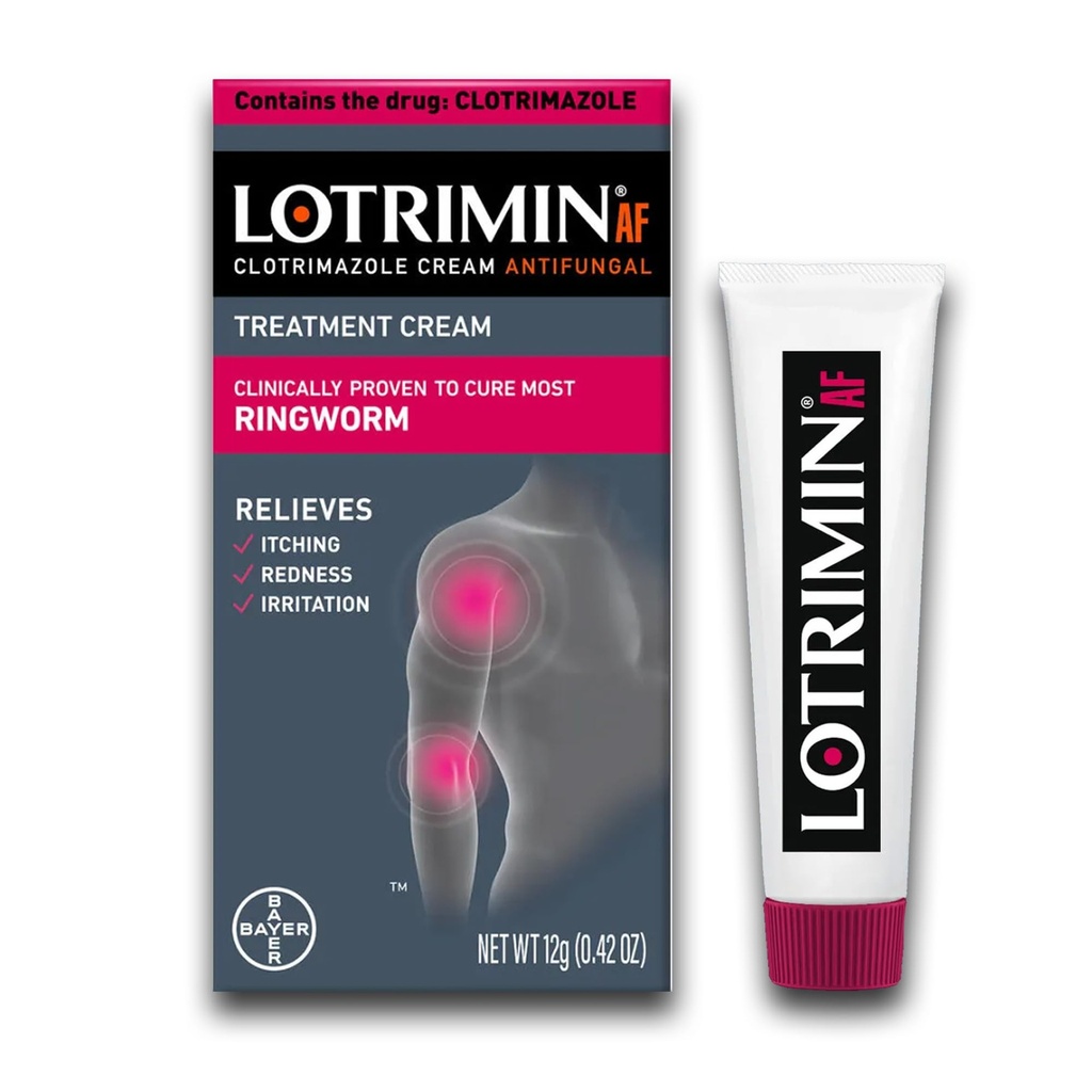 Lotrimina AF Ringworm Cream Clotrimazol 1% - Clinicamente comprovada eficaz Antifúngico Creme Tratamento da maioria Ringworm, para adultos e crianças Mais de 2 anos, .42 Onça (12 Grams)