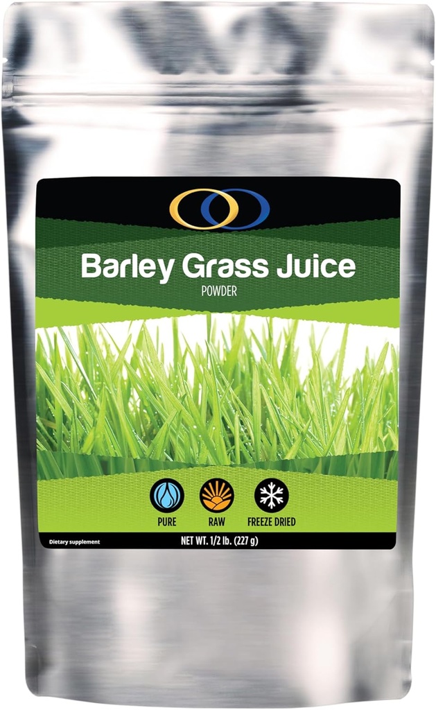 Suco de grama de cevada otimamente orgânico em pó - Freeze Secado - 1/2 libras - Mais de 130 Servings - EUA crescido - Cru & Bio-Active Supergreens - Vegan suplemento de saúde para crianças e adultos