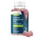 Viteey Cálcio Magnésio Zinco Gummies com Vitamina D3 - Suporta Saúde Óssea, Nervo e Imune Função - Cálcio Magnésio Zinco D3 para Adultos e Adolescentes - GMO Grátis - Chewable Framboesa Flavored Gummy