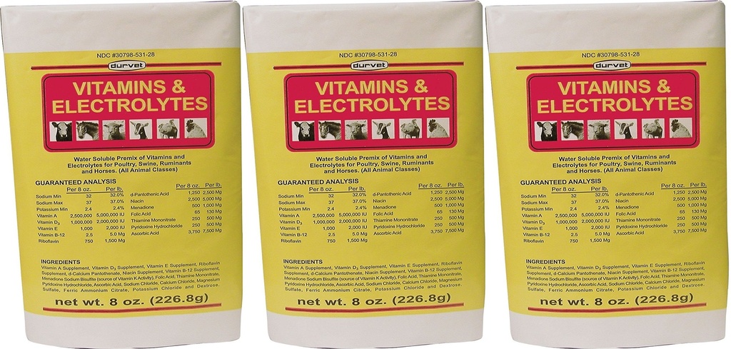 (3 embalagem) DURVET 136028 vitaminas e electrólitos, 8 oz3