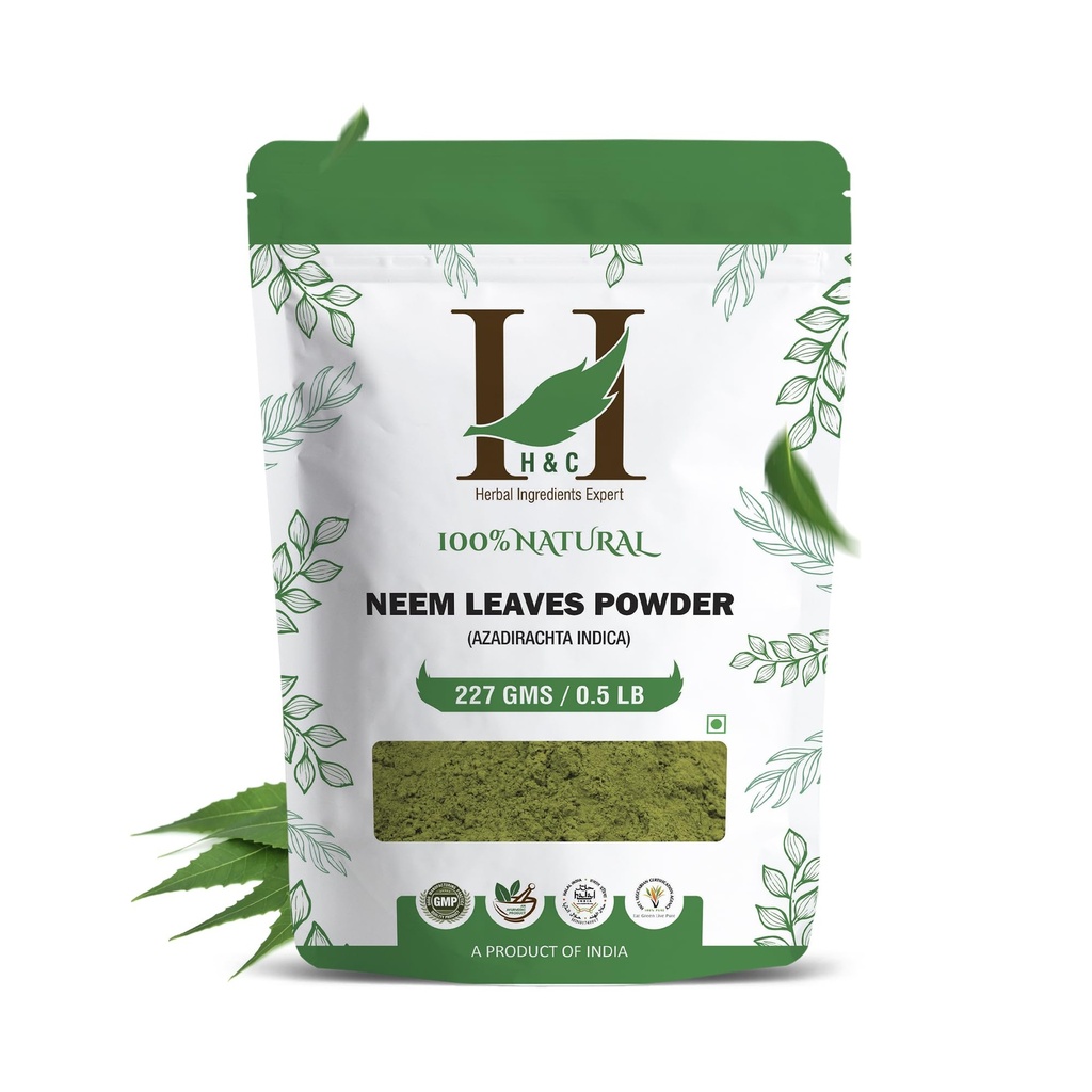 H&C Folhas naturais de Neem Pó, 227 gramas (1/2 lb)