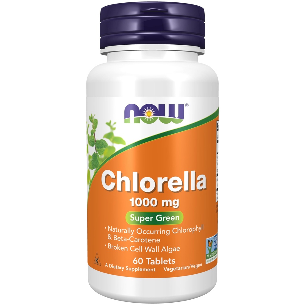 AGORA Alimentos Suplementos, chlorela 1000 mg com clorofila natural, beta-caroteno, carotenóides mistos, vitamina C, ferro e proteína, 60 comprimidos