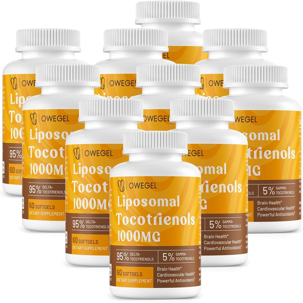 Tocotrienols lipossomais 1000mg - alta biodisponibilidade Suplementos Vitamina E Tocotrienols, 95% Delta & 5% Gamma Tocotrienol Cápsulas Suporte Pele, osso, antioxidante, 600 Softgels
