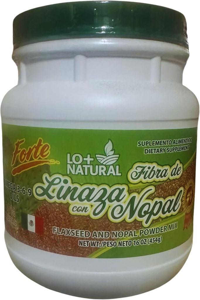 Linaza con Nopal Forte (1LB) 100% Mistura Natural de Linaza - Nopal Cactus Powder Mix Extremamente Eficaz Flaxseed & Nopal Powder Mix 16oz Suplemento dietético