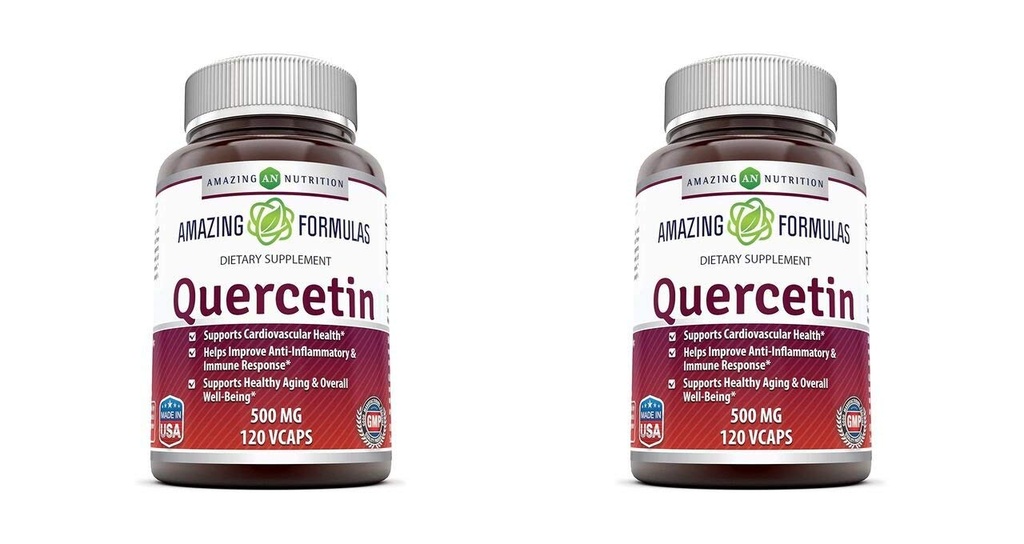 Fórmulas surpreendentes Quercetin 500 Mg, 120 VCaps - Suplemento dietético, Cápsulas Vegan, Não-GMO, Gluten Free - Optimal com uma dieta equilibrada e exercício regular