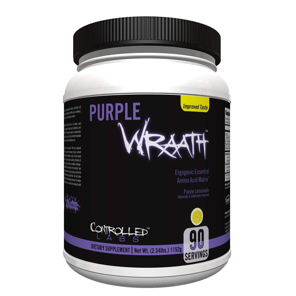 LABS CONTROLADOS Wraath roxo, BCAA e EAA Amino Acid Supplement, com Endurance Blend Intra Workout Powder, Optimal Endurance, Focus, and Stamina (Lemonade, 90 Servings)