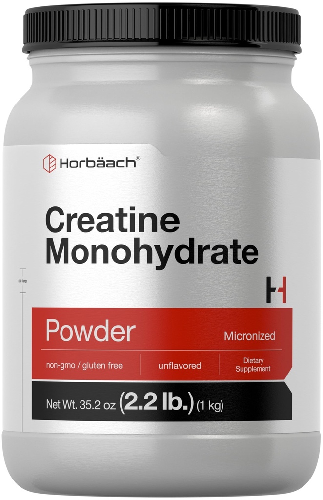 Horbäach Creatina Mono-hidratado em pó (35,2 onças) □ Micronizado e sem sabor □ Vegetariano, Não-GMO, e Suplemento sem glúten