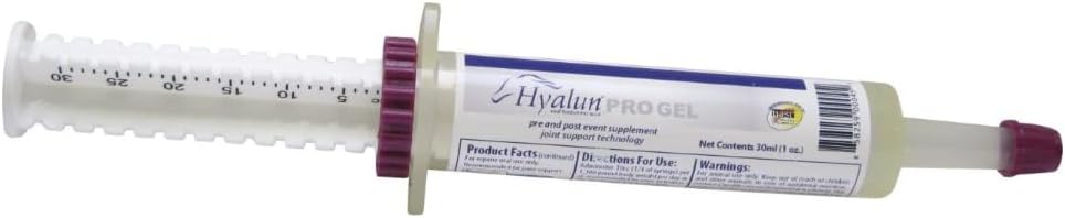 Hyalogic Hyalun PRO Gel – Hyaluronic Acid Horse Joint Supplement – Pré & Pós Evento Booster – 30cc Equinine Seringe Oral – 3 administrações completas Hyalun 100mg Pure Hyaluronic Acid (HA)