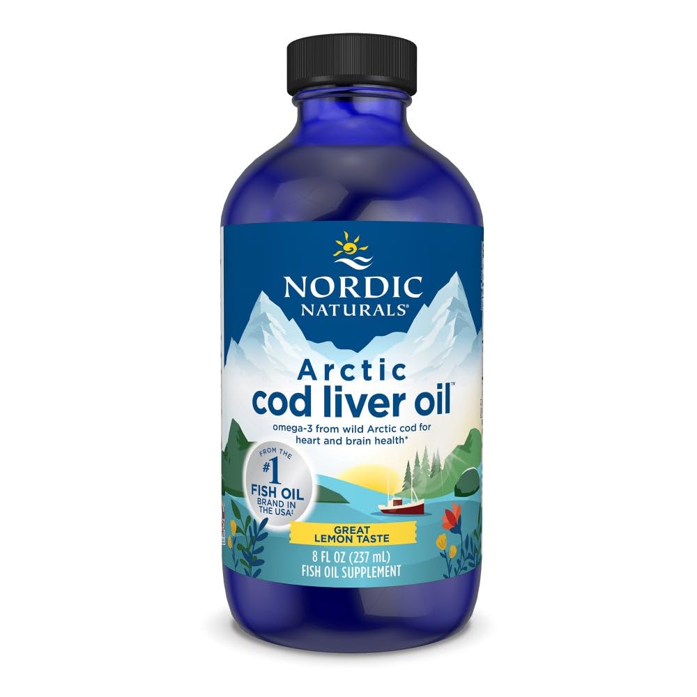 Nórdico Naturals Arctic Cod Liver Oil, Lemon - 8 oz - 1060 mg Total Omega-3s com EPA & DHA - Coração & Saúde do Cérebro, Imunidade Saudável, Bem-Estar Geral - Não-GMO - 48 Servings