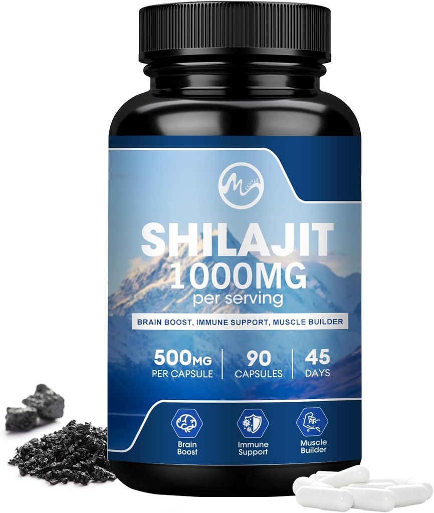 Suplemento Shilajit, Cápsulas Shilajit com Ácido Fulvico para Homens e Mulheres, Shilajit com 85+ Trace Minerals for Energy, Performance & Imune Health - 90 Cápsulas
