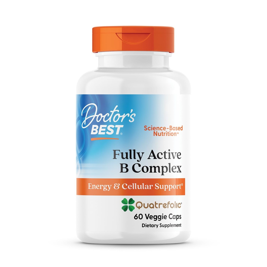Doctor's melhor totalmente ativo B Complexo, Energia e suporte celular, Não-GMO, Glúten livre, Soja livre, Vegan 60 Veggie Caps
