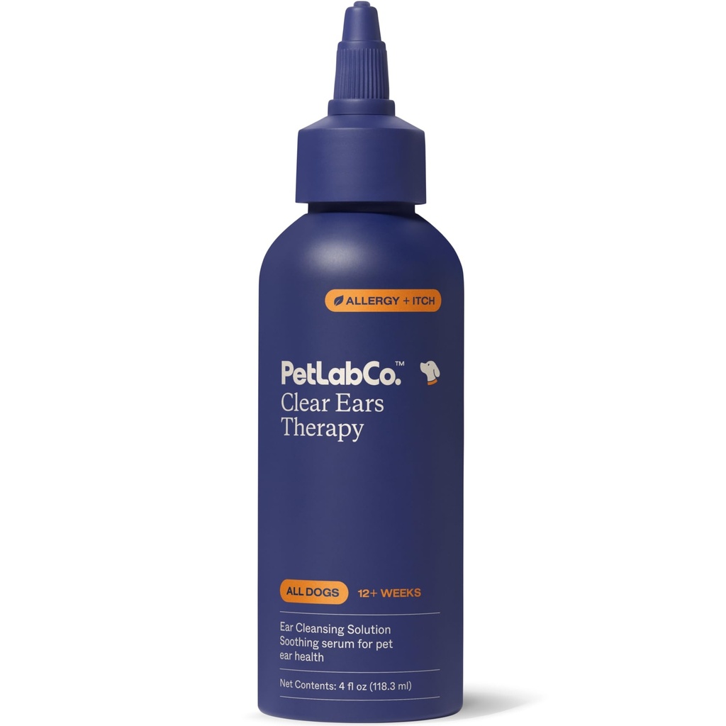 PetLab Co. - Clear Ears Therapy Ear Cleaner para cães - Suportando Levedura, Comichão Orelhas e Canais Orelha Saudável - Lavar Orelha Dog Livre de Álcool - Solução Limpador Orelha Dog Otimizado - Embalagem Maio Vary