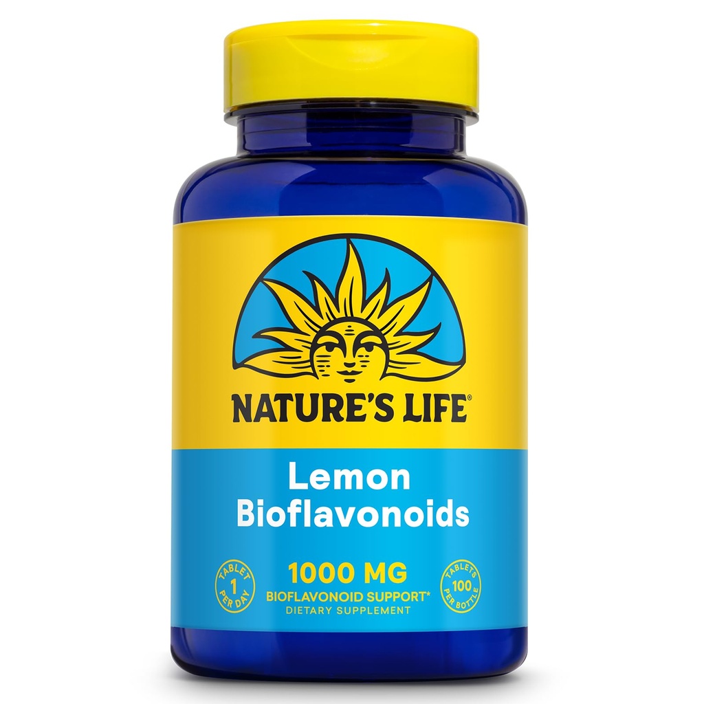 Vida da natureza Limão Bioflavonoides 1000mg - Citrus Bioflavonoides Suplemento com Hesperidina e Rutina - Antioxidante e Suporte Celular, Vitamina C Absorção - 60 Dia Garantia, 100 Serv, 100 Comprimidos