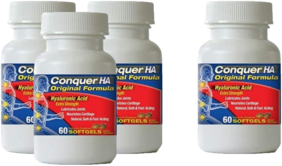 Forma original Pacote de ácido hialurônico de 4, melhorar a mobilidade, flexibilidade - 60 tampas softgel