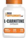 BulkSuplementos.com L-Carnitina 1000mg Cápsulas - Suplemento Carnitina, Suplemento Aminoácido - Gluten Grátis, 2 Cápsulas por Serviço (1000mg), 240 Count (Pack of 1)