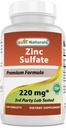 Melhor Naturals Zinc Sulfate 220 mg 120 Comprimidos - Laboratório 3o partido testado - Made in the USA - Gluten Free & Non-GMO