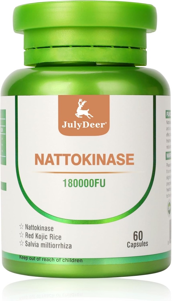 Nattokinase Suplementos 180, 000FU Frasco inteiro 60 Cápsulas, 6, 000FU 2 Cápsulas Suplementos Nutricionais Diários Enzimas Sistémicas Vegetarianas Friendly para Suporte Cardiovascular e Circulatório