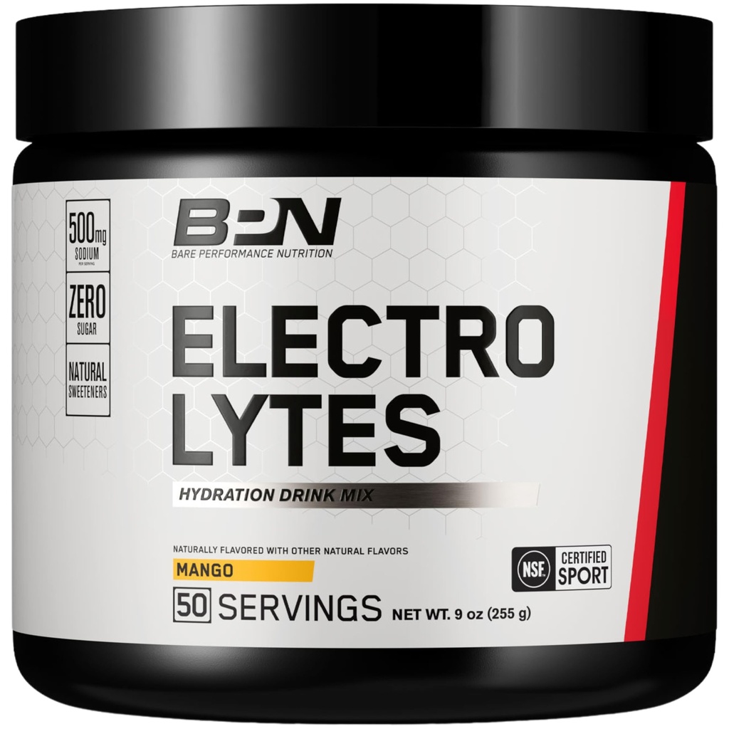 NUTRIÇÃO DE DESEMPENHO NUTRIÇÃO BPN Eletrólitos Hydration Drink Mix . Sugar Free Electrolyte Powder . 500mg Sódio por Serviço . Naturalmente adoçado . Mango, 50 Servings