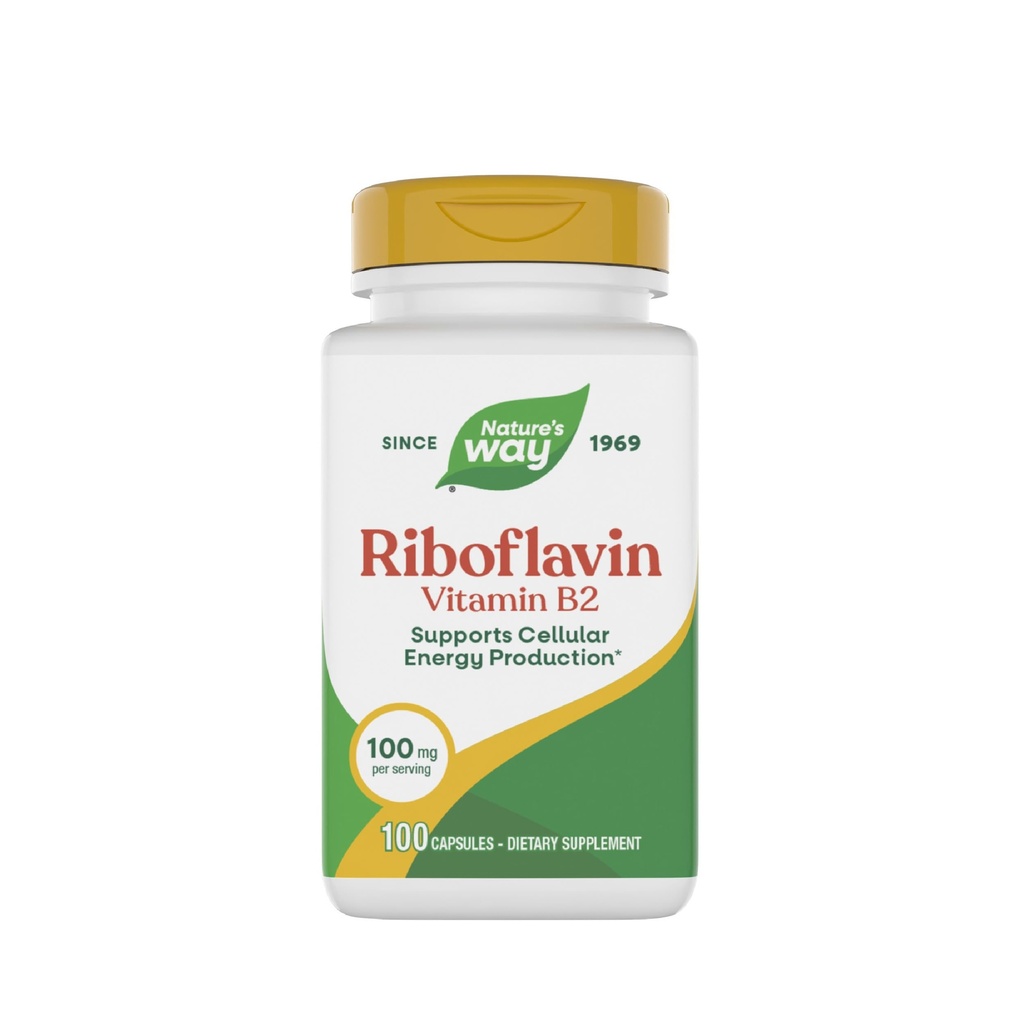 Via da Natureza Riboflavina Vitamina B2, Suporta Produção de Energia Celular*, Riboflavina de alta potência, 100 mg por serviço, 100 Cápsulas (Pacote de Maio Vary)