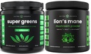 NutraChamps Super Verde sem sabor & Pó de Mane Leão. Pacote de Verdes e Adaptogen