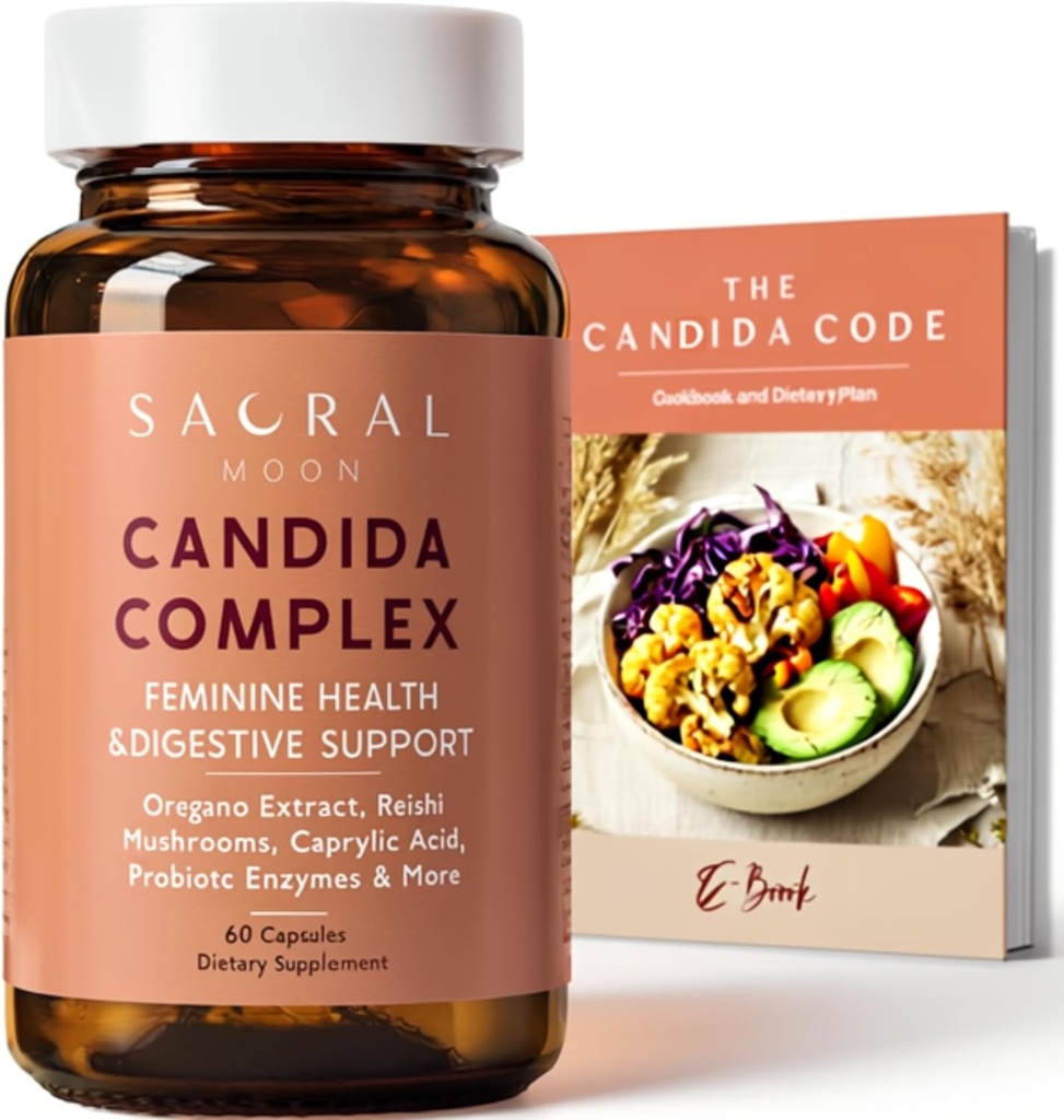 Candida Cleanse para Mulheres – Gut & Feminine Balance with Orégano Oil, Caprylic, Probióticos, Reishi, Aloe & Black Walnut – Pode ajudar a apoiar o conforto digestivo, claridade, pele clara e pH vaginal