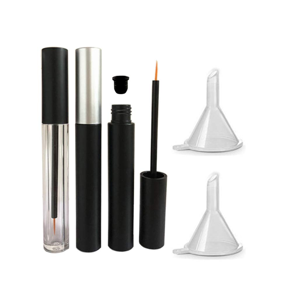 3 peças 5ml Eyeliner vazio tubos recarregáveis cílios crescimento líquido garrafa de plástico Eyeliner frasco tubo com escova cílio crescimento óleo mascara tubo para cosméticos vêm com 2 mini funis palstic