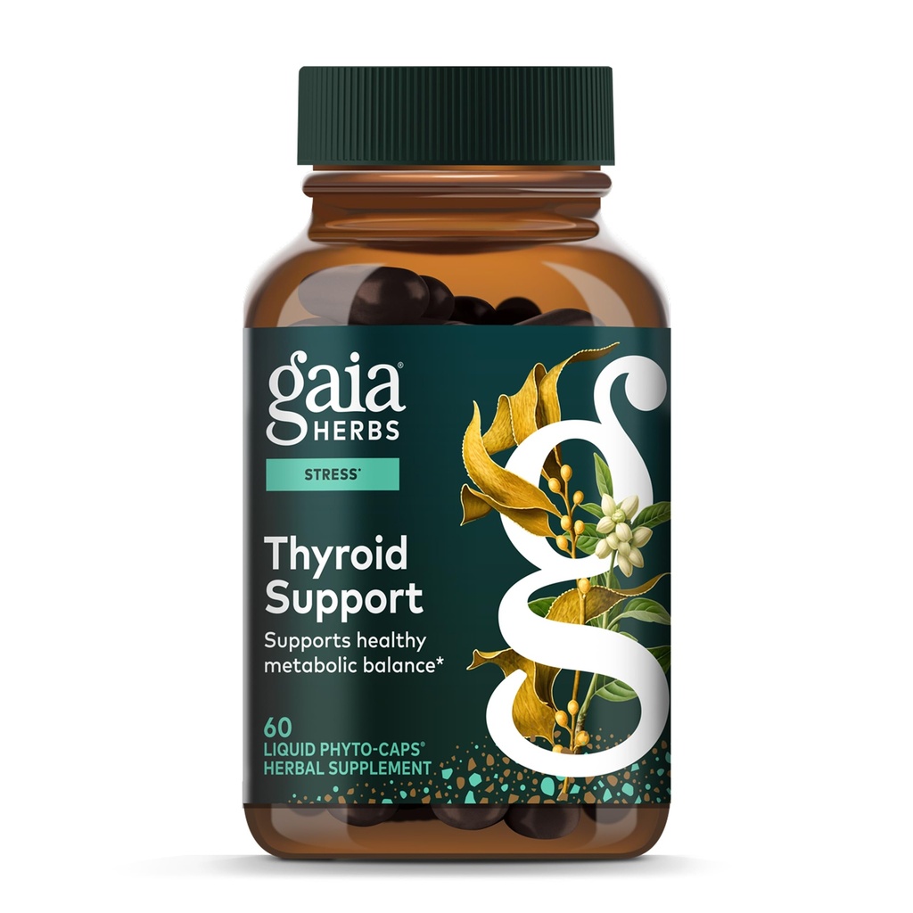 Gaia Herbs Thyroid Support - Feito com Ashwagandha, Kelp, Brown Seaweed & Schisandra para apoiar equilíbrio metabólico saudável e bem-estar geral* - 60 Vegan líquido Phyto-Capsules (20-Dia de fornecimento)