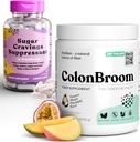 ColonBroom Psyllium Husk Powder Supressor de desejo de açúcar - Picolinato de Chromium 200mcg, 2 Itens - Colon Cleanser Fiber Supplement (50 Servings) + Supressor de Ansiedade de Açúcar (60 Servings)