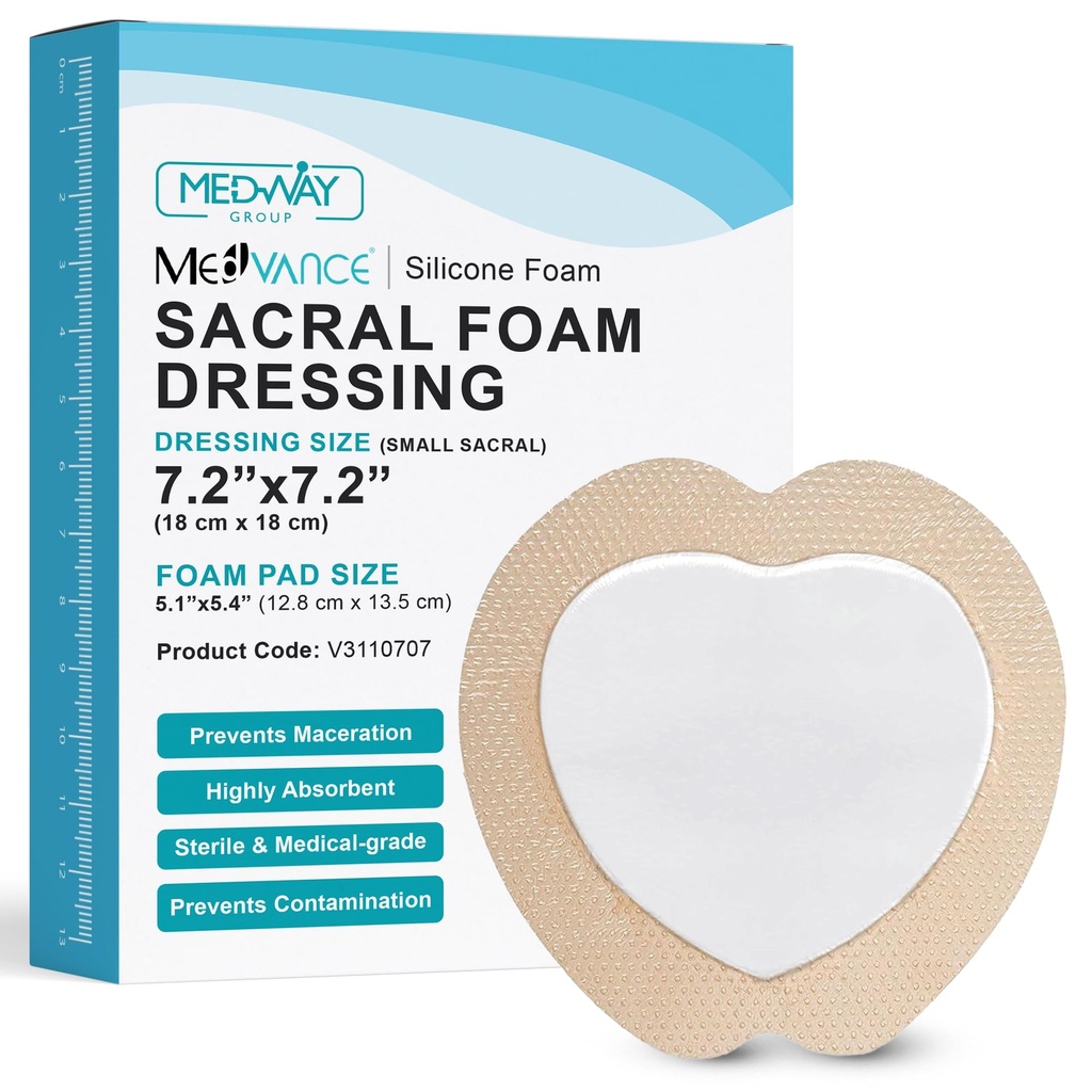 MedVance TM Silicone - Bordered Silicone adesivo espuma vestir tamanho sacral 7 "x 7" caixa de 5 curativos