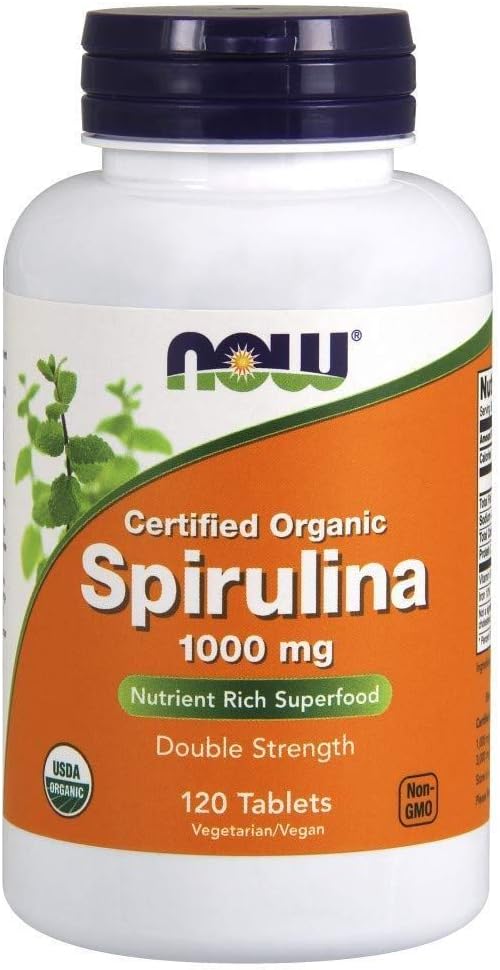 Agora Alimentos - Certified Organic, Spirulina, 1000 mg, 120 comprimidos