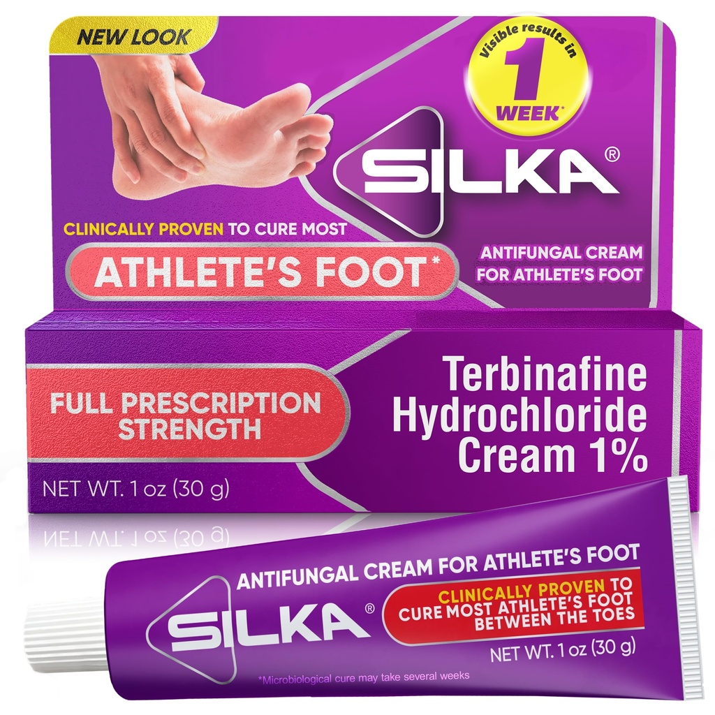 SILKA Anti-Fungal Creme, Tratamento Clínico Anti-Fúngico do Pé, Jock Coceira & Ringworm Remedy, Força Máxima, Alívio de ação rápida de Coceira e Queimamento, 1 Oz