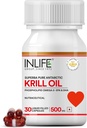 INLIFE Krill Oil Supplement -Phospholipid Omega 3 com Astaxantina - 500 mg, 30 Cápsulas
