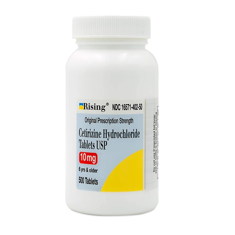 Rising Pharma - Cetirizina HCL 10 mg - Anti- histamínico Comprimidos de Alergia Sazonal - 500 Comprimidos