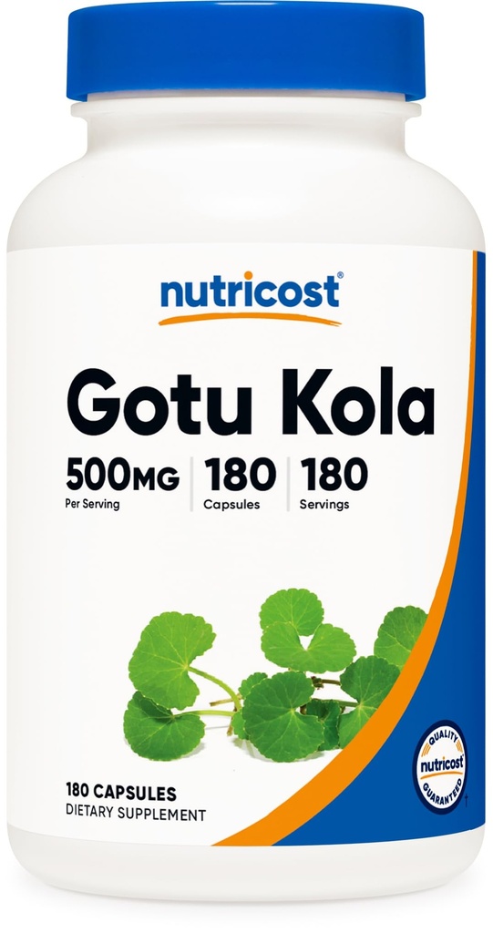 Nutricost Gotu Kola 500 MG, 180 Cápsulas - Cápsulas Vegetarianas, Sem Glúten, Não-GMO