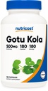 Nutricost Gotu Kola 500 MG, 180 Cápsulas - Cápsulas Vegetarianas, Sem Glúten, Não-GMO