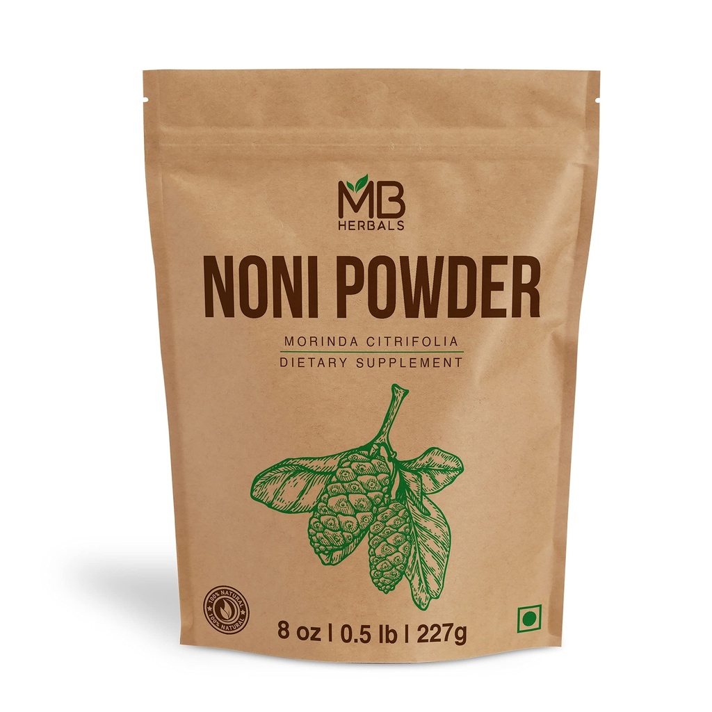 MB Herbals Noni Powder 8 onças □ 227g (0, 5 lb)