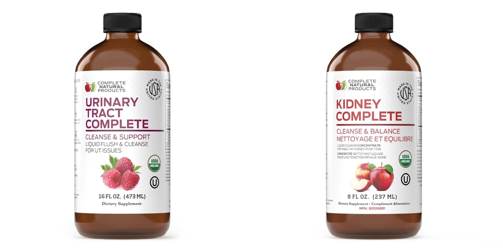 Complete Natural Urinary Tract Complete 8 onças & Kidney Complete 8 onças pacote