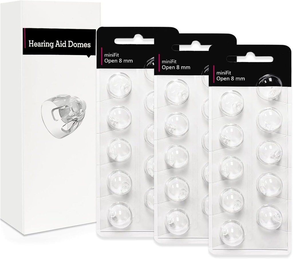 Abra cúpulas de 8mm de ajuda auditiva para Minifit Oticon, suprimentos de aparelho auditivo Oticon, peças de substituição Acessórios cúpulas de Oticon Universal para aparelhos auditivos Kits de limpeza (30 Pcs)